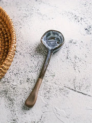 Naloži sliko v galerijo, Vintage keramična kavna žlička - Black