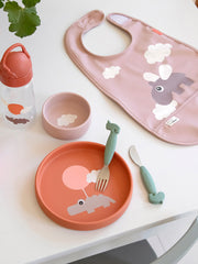 Naloži sliko v galerijo, Done by Deer - Silikonski set za hranjenje Happy clouds, Papaya