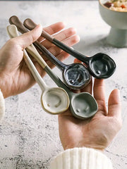 Naloži sliko v galerijo, Vintage keramična kavna žlička - Black
