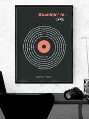 Naloži sliko v galerijo, Najin vajb - grafika z besedilom pesmi 50x70 cm v okvirju
