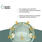 Naloži sliko v galerijo, Babymoov - Zložljiv šotor z UV zaščito Moov &amp; Protect, Green Lagoon
