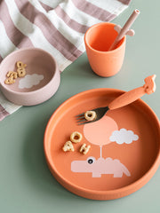 Naloži sliko v galerijo, Done by Deer - Silikonski set za hranjenje Happy clouds, Papaya
