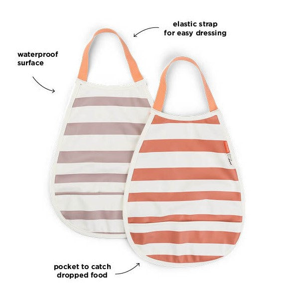 Done by Deer - Komplet 2 slinčkov Pull-over Stripes, papaya/powder