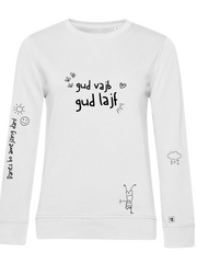Naloži sliko v galerijo, Pulover Gud vajb gud lajf White
